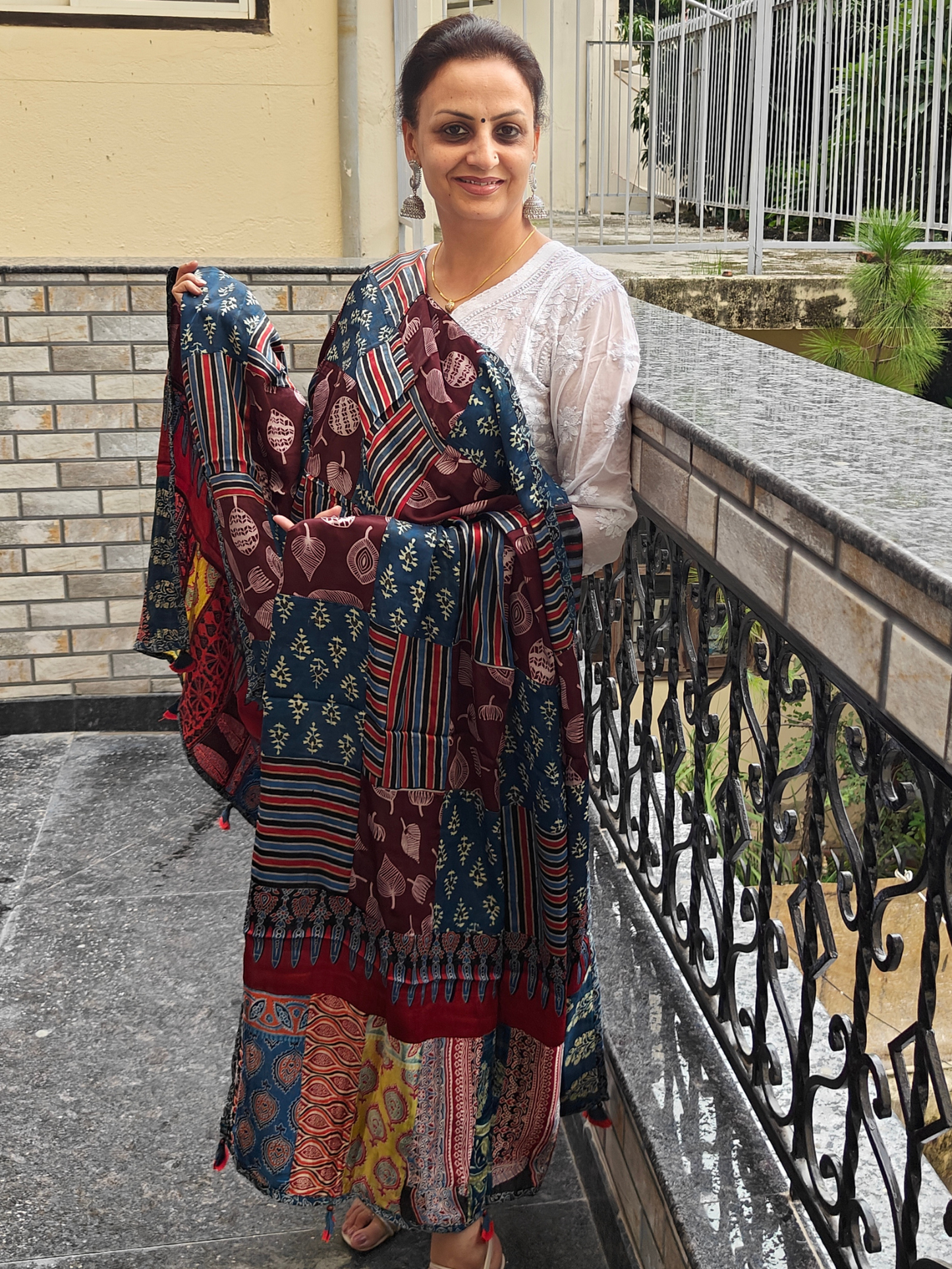 Ajrakh Patch Work Dupatta