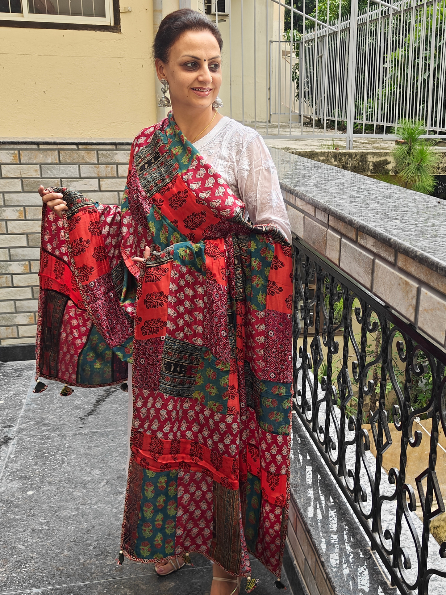 Ajrakh Patch Work Dupatta