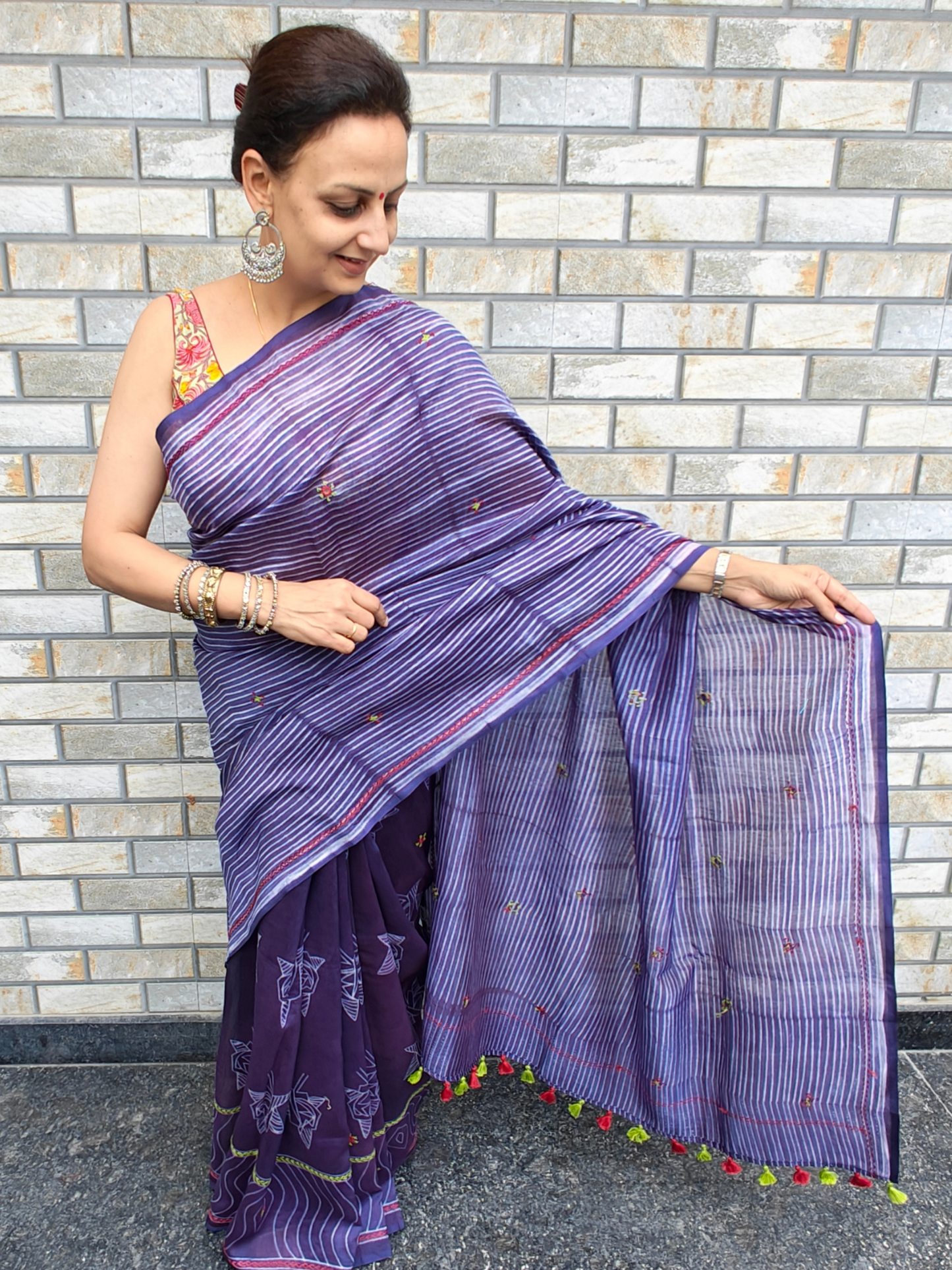 Indigo Shibori Handcrafted Saree