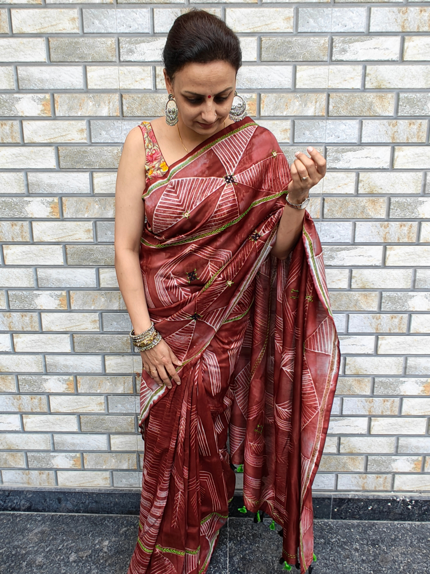 Rust Shibori Handcrafted Saree