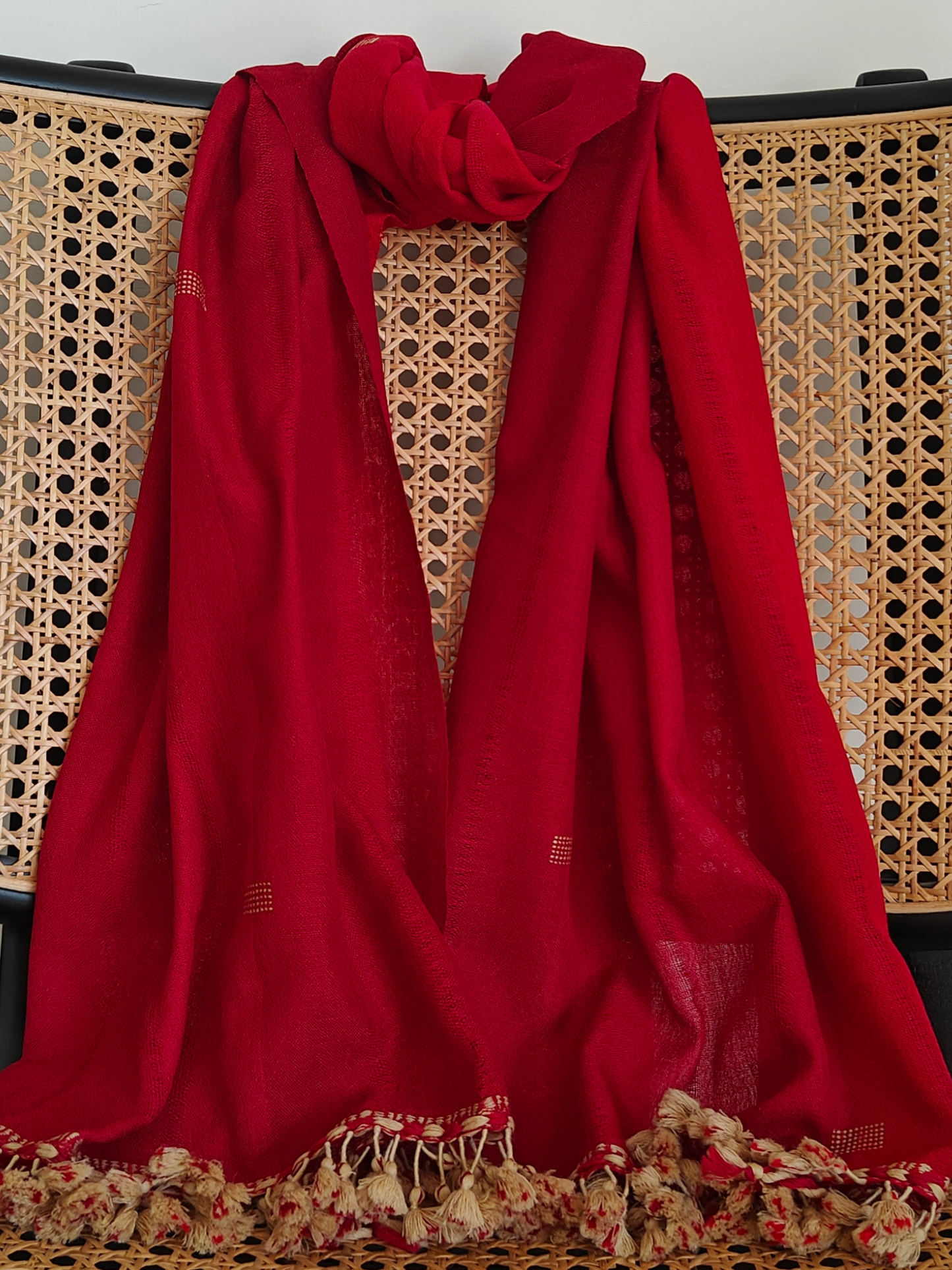 Red Solid Handwoven Wollen Stole