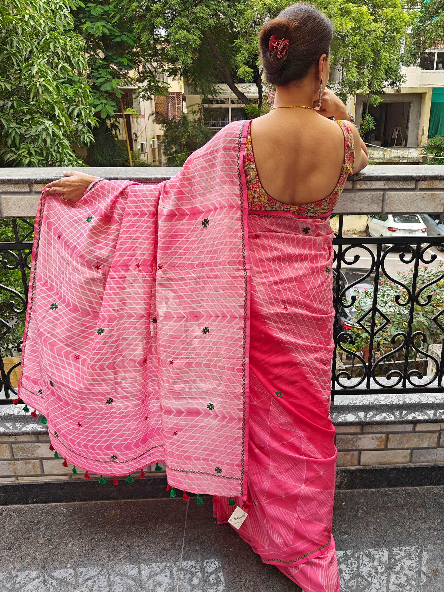Pink Shibori Handcrafted Saree