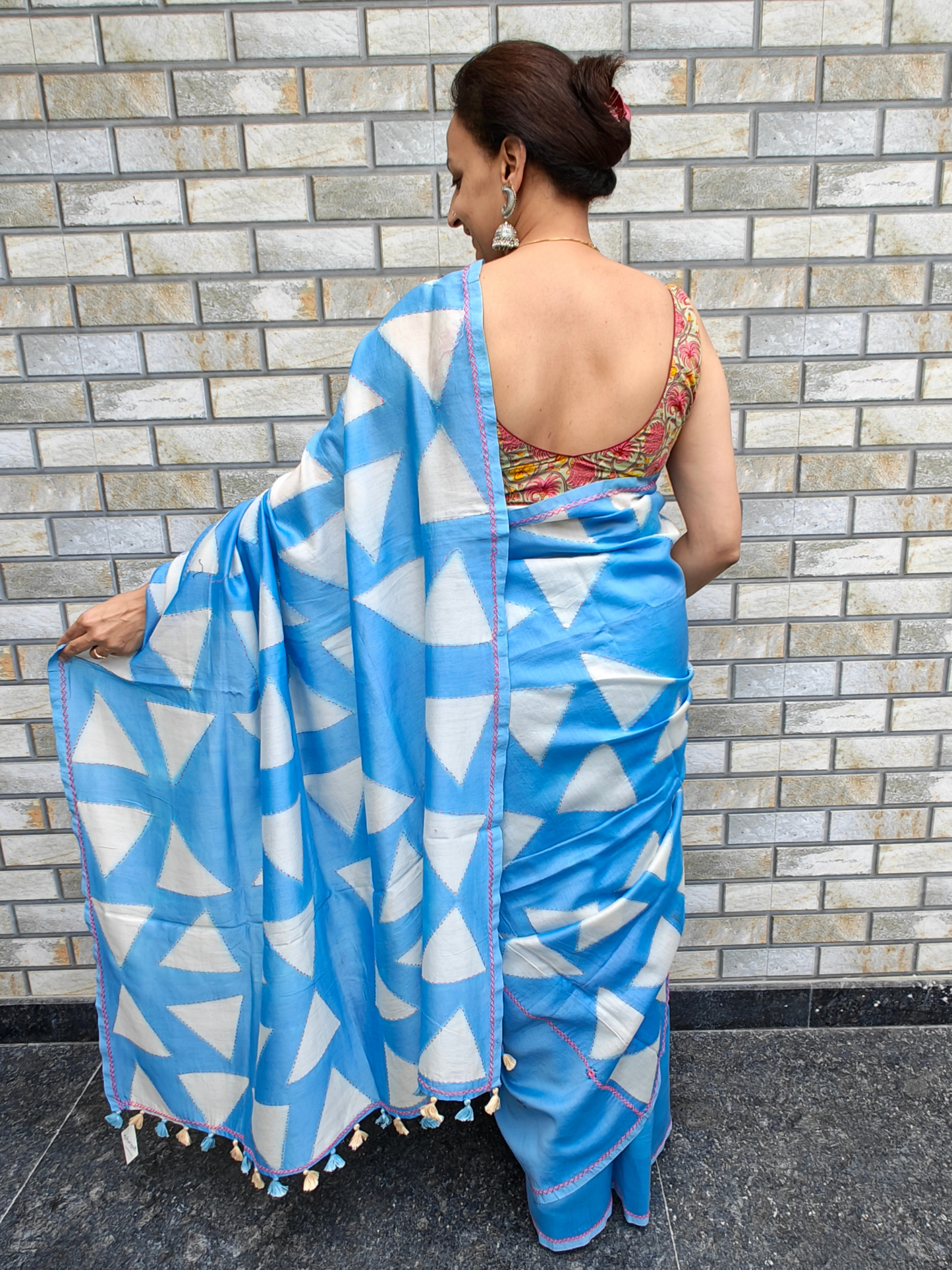 Pastel Blue Shibori Clamp Dyed Handcrafted Saree