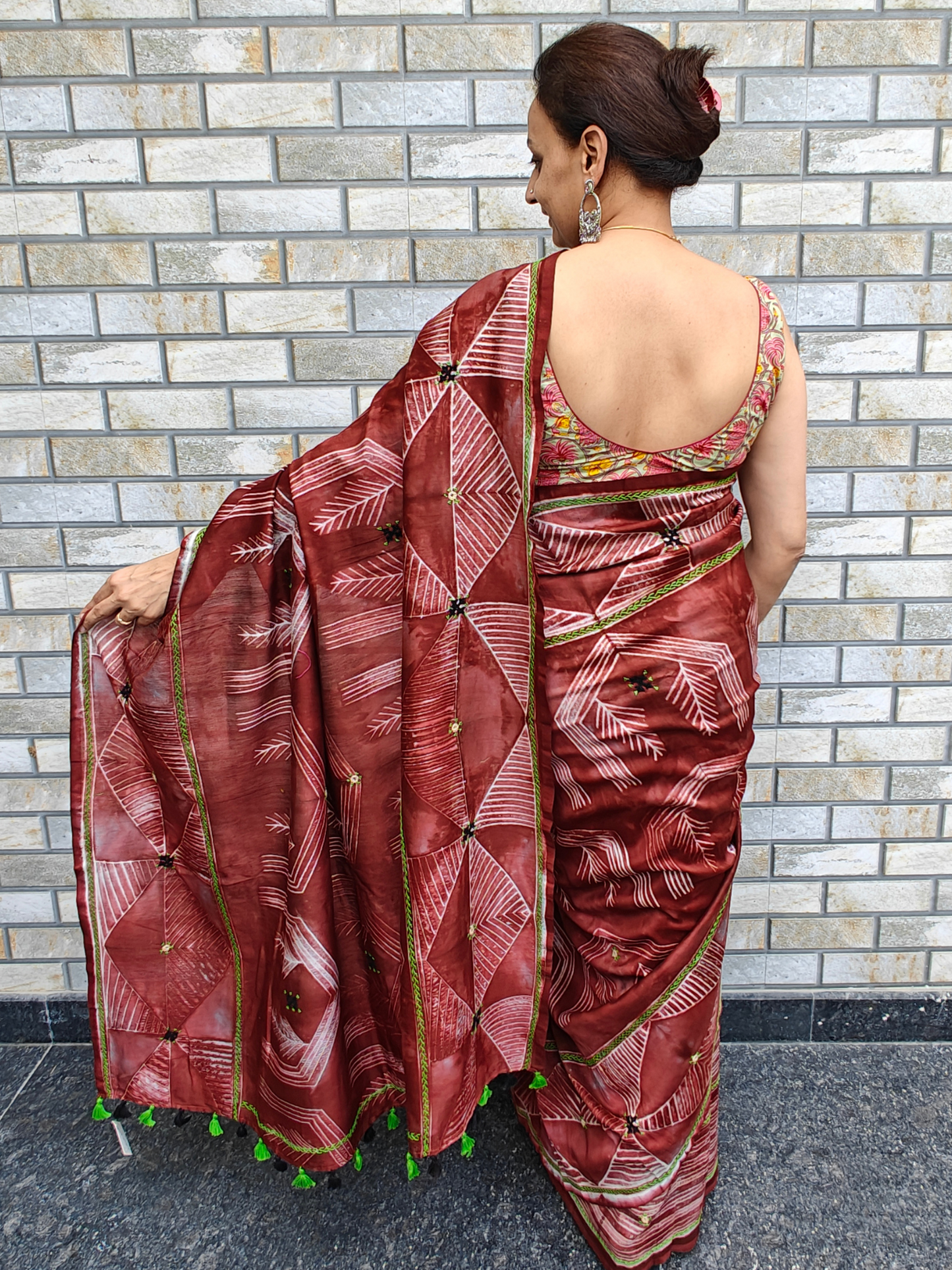 Rust Shibori Handcrafted Saree