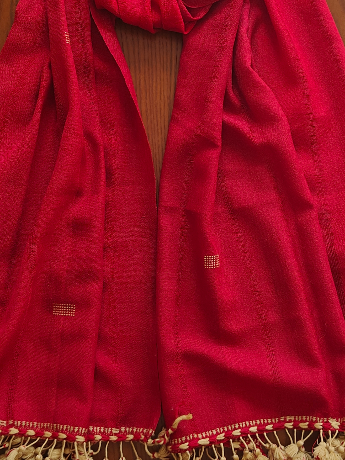 Red Solid Handwoven Wollen Stole