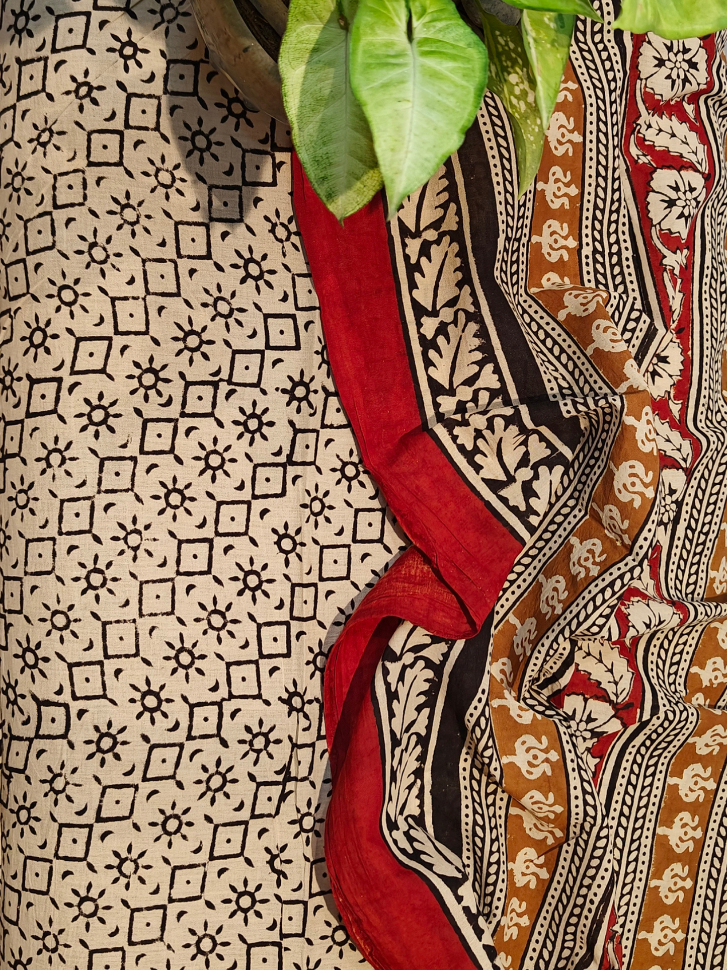 Maroon Bagru Handblock Printed Mull Cotton saree