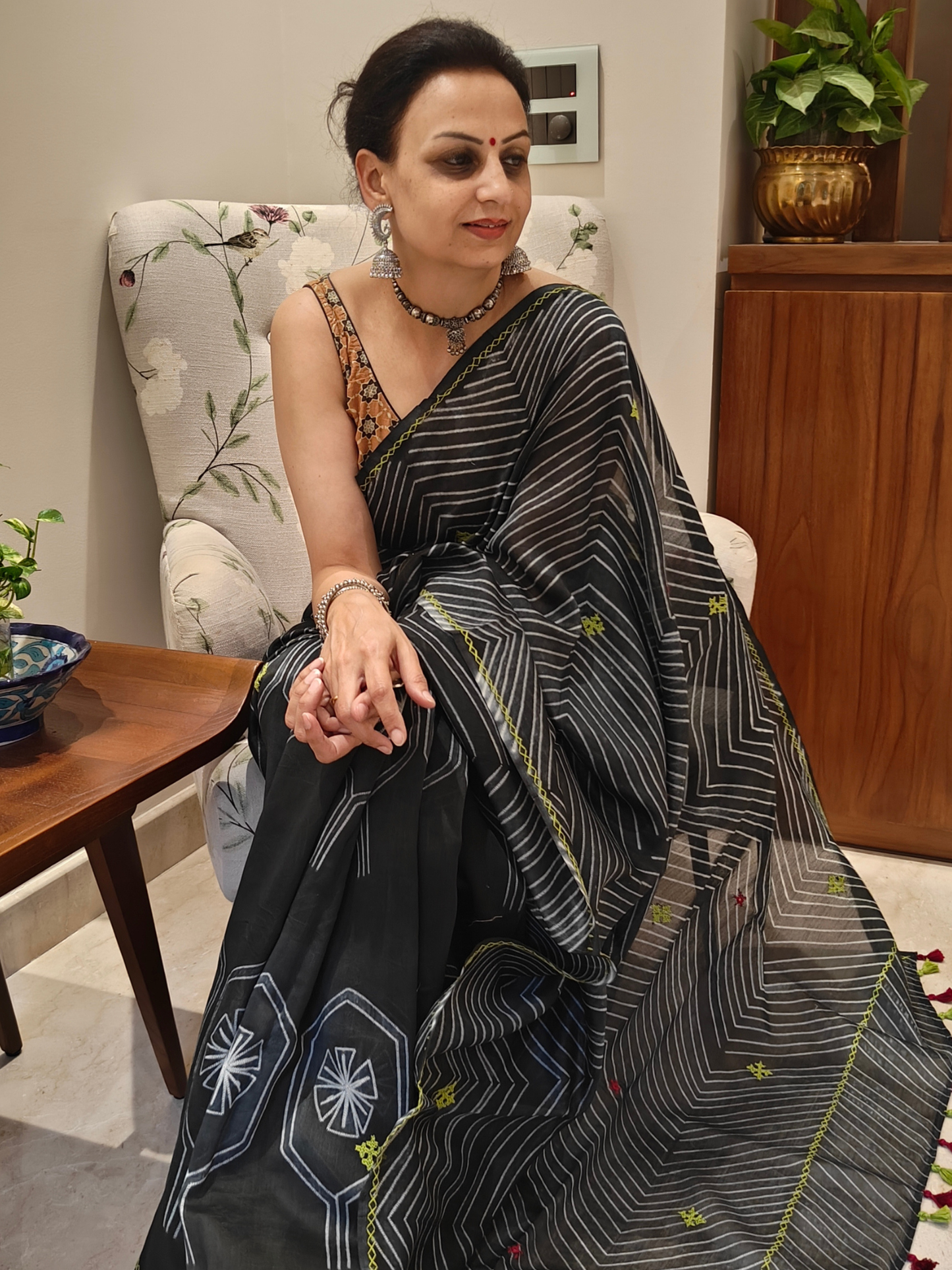 Black Shibori Handcrafted Saree