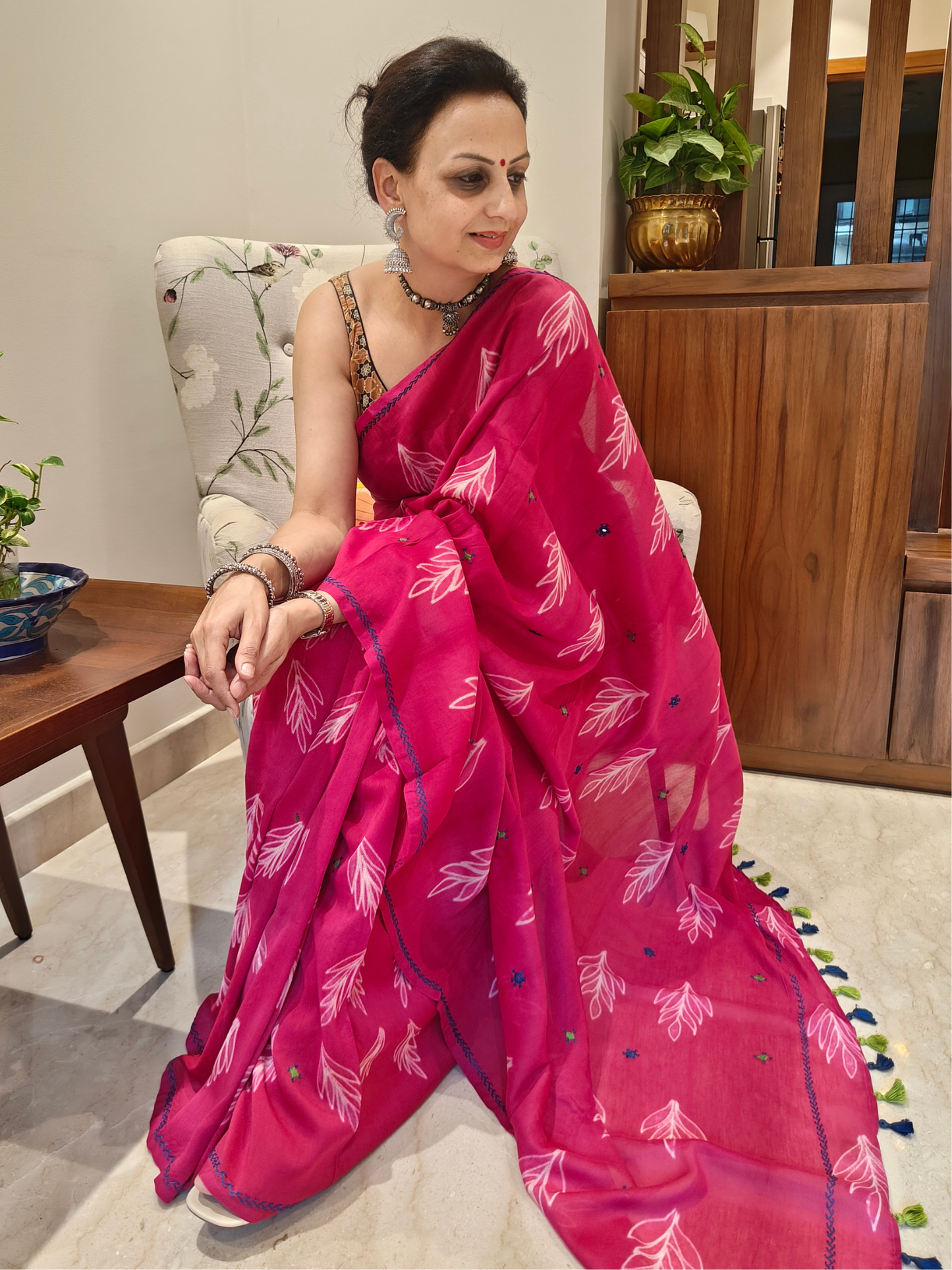 Rani Pink Shibori Handcrafted Saree