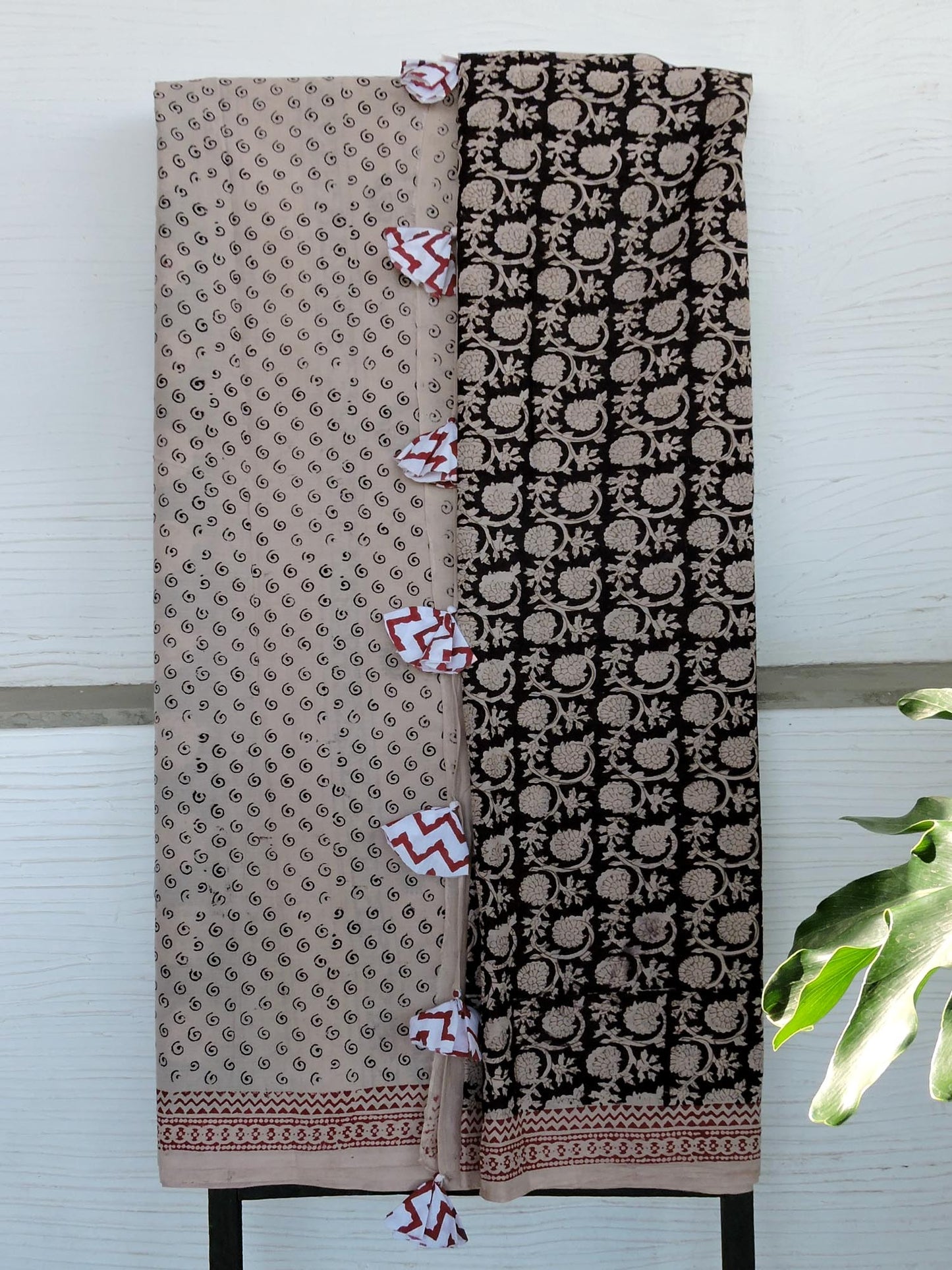 Black Chameli Bagh Print Cotton Saree