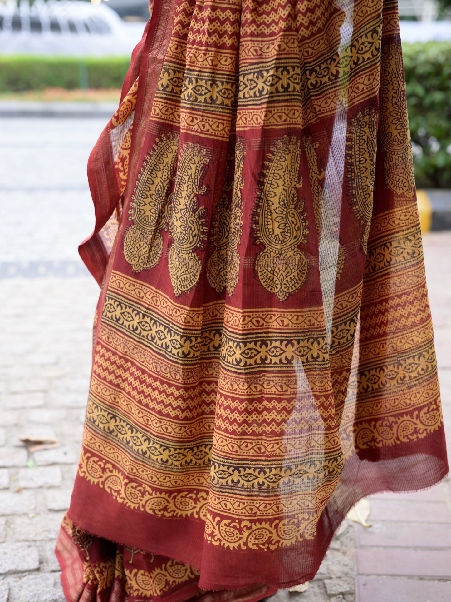 Rust & Yellow Maheshwari Saree