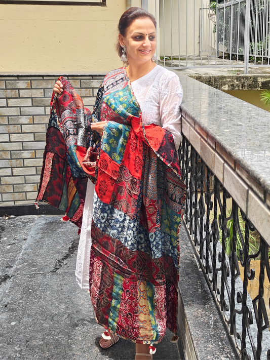 Ajrakh Patch Work Dupatta