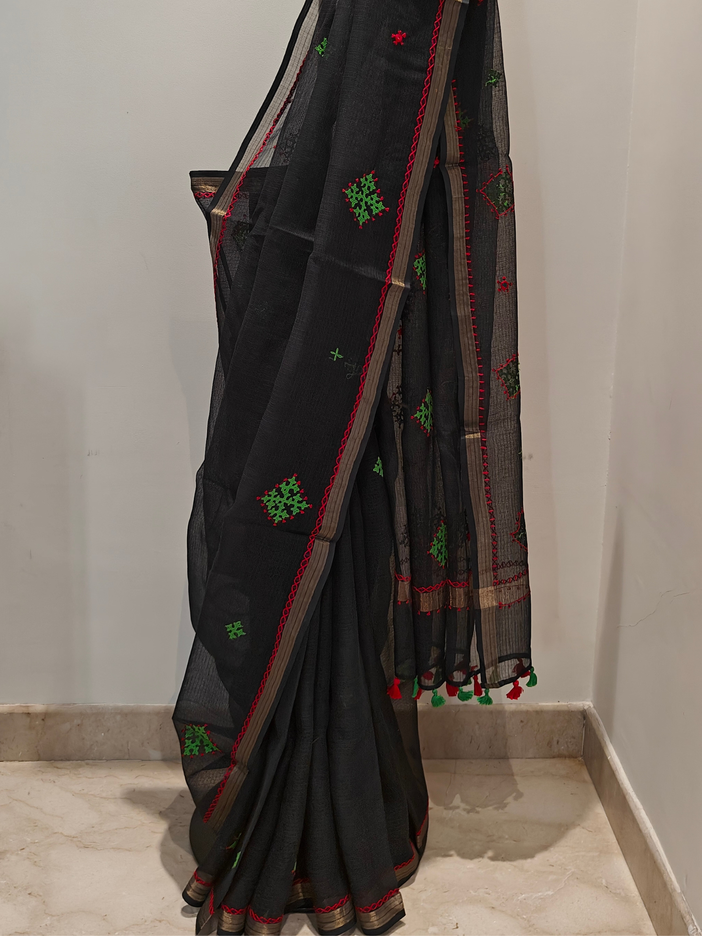 Black Kota Hand Embroidered Saree