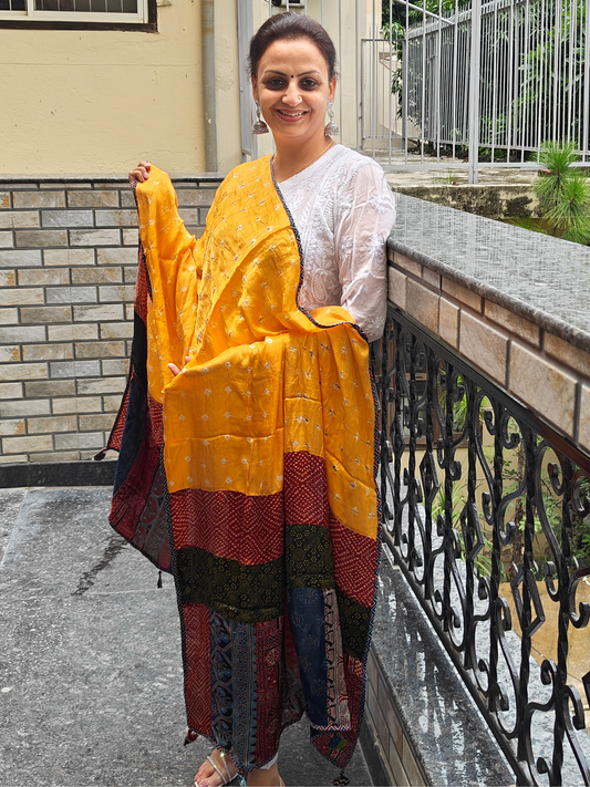 Ajrakh Patch Work Dupatta