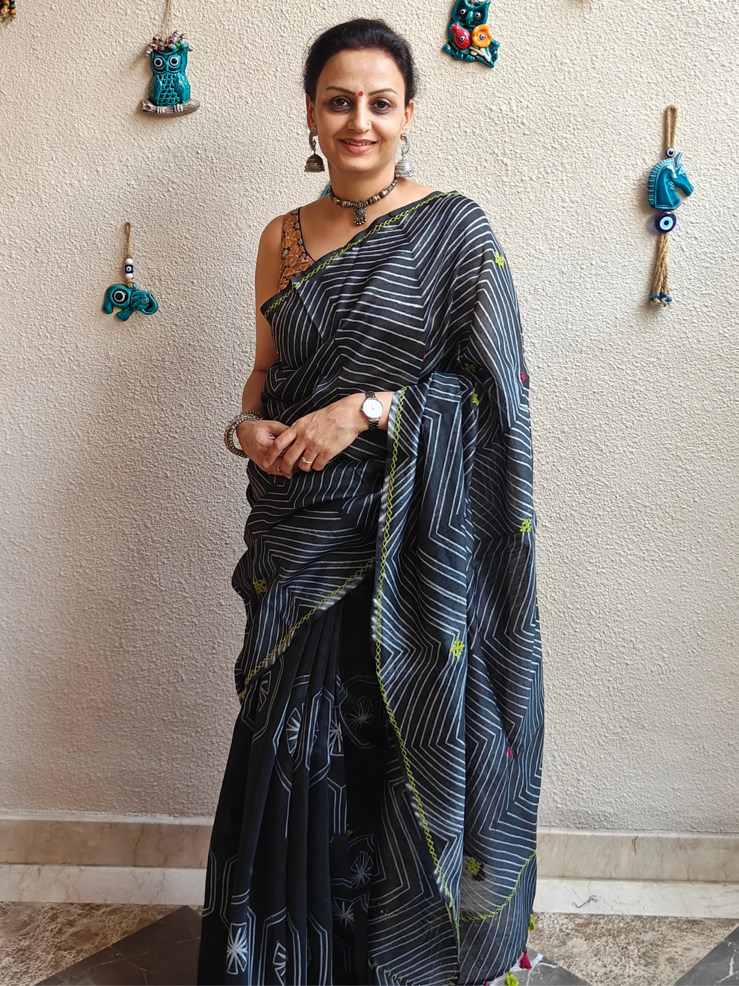 Black Shibori Handcrafted Saree