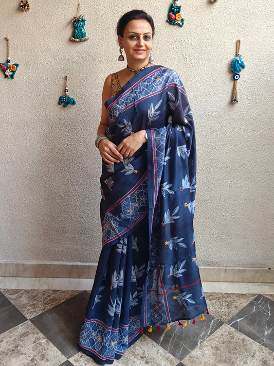 Indigo Sbhibori Handcrafted Saree