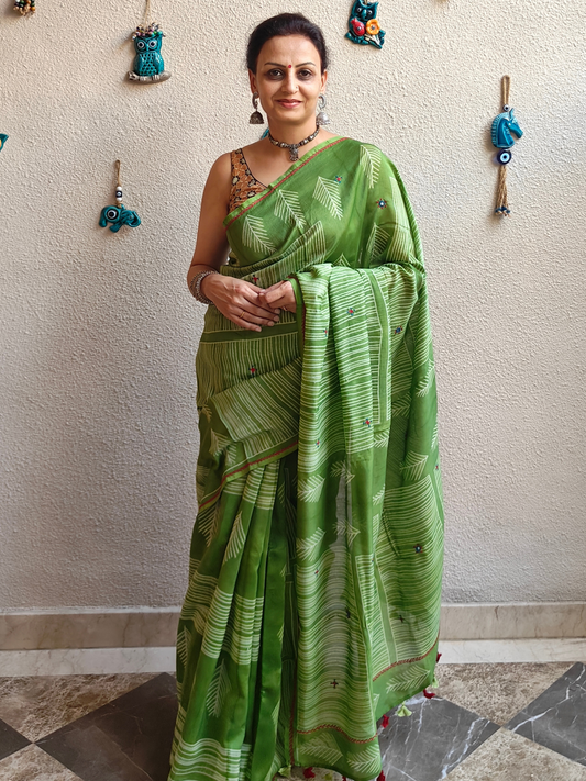 Green Shibori Handcrafted Saree