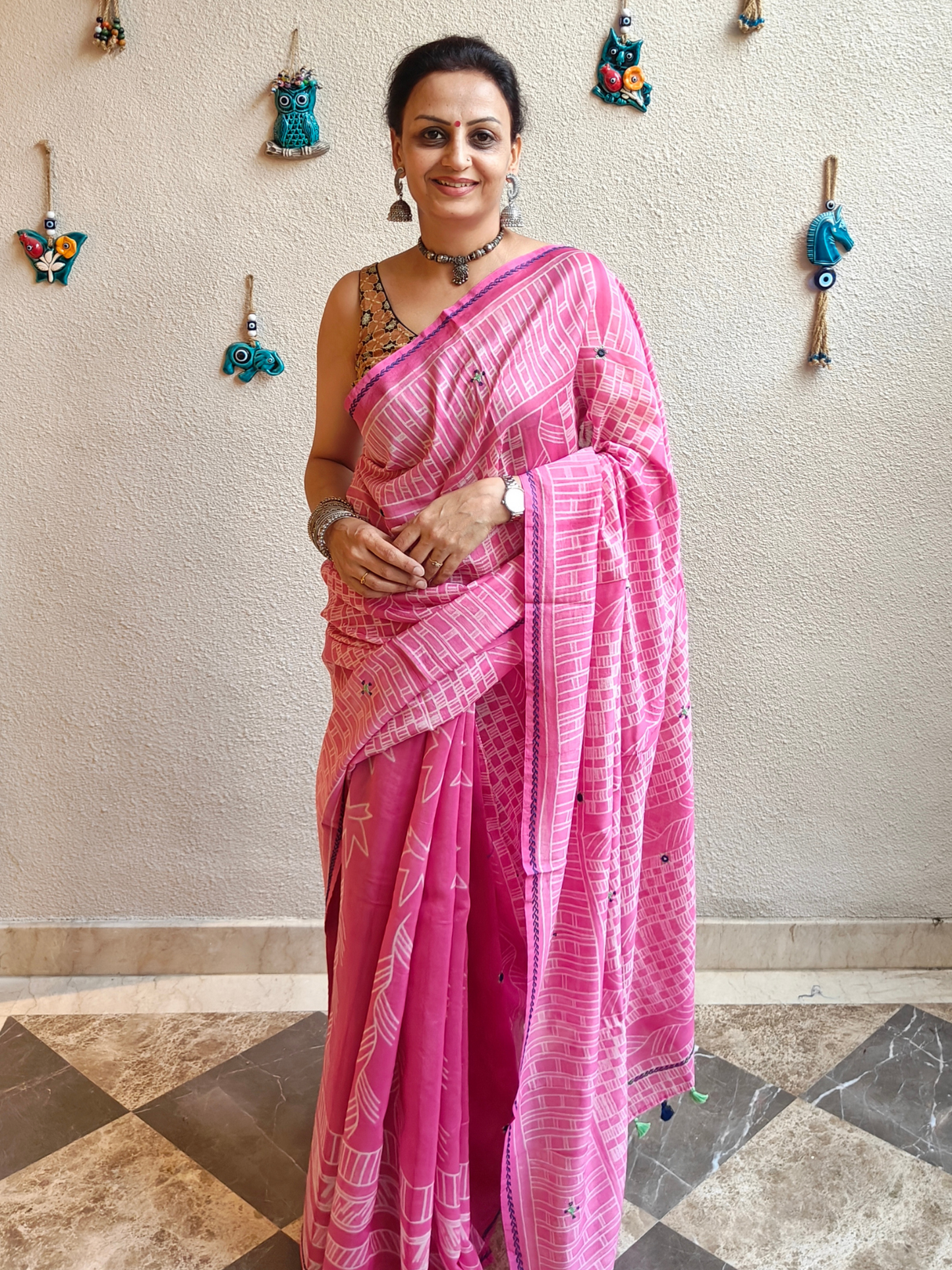 Pink Shibori Handcrafted Saree