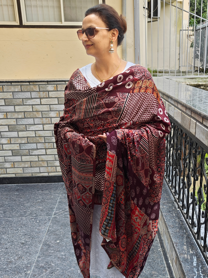 Ajrakh Patch Work Dupatta