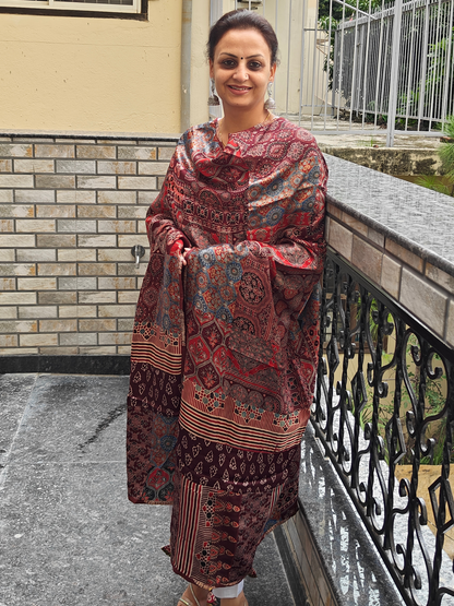 Ajrakh Patch Work Dupatta