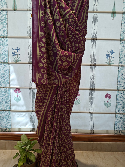 Jamuni Handblock Printed Mull Cotton Saree