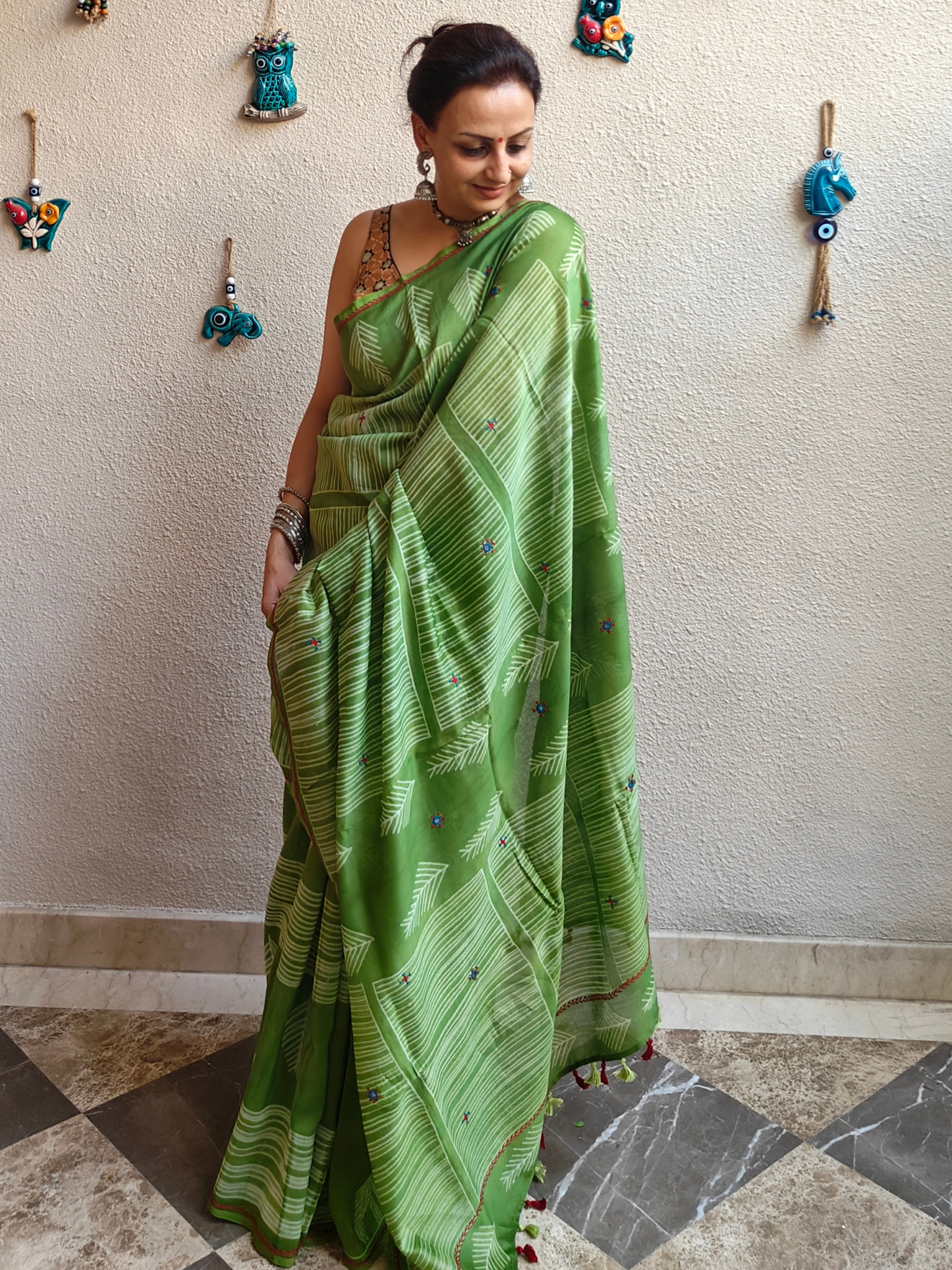 Green Shibori Handcrafted Saree