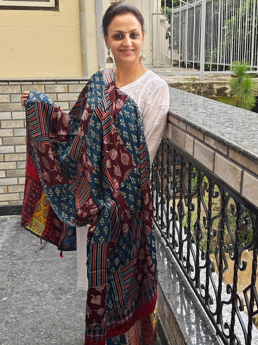 Ajrakh Patch Work Dupatta