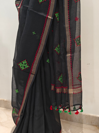 Black Kota Hand Embroidered Saree