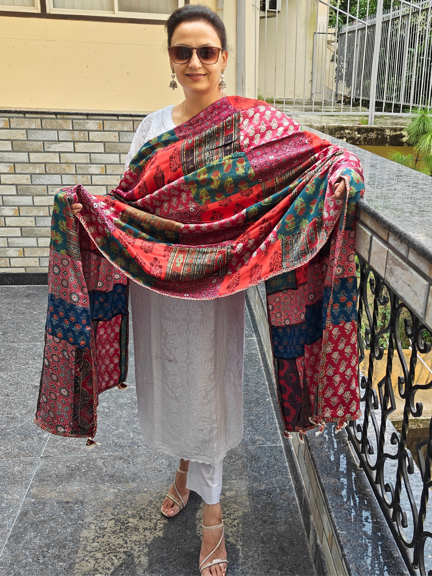 Ajrakh Patch Work Dupatta