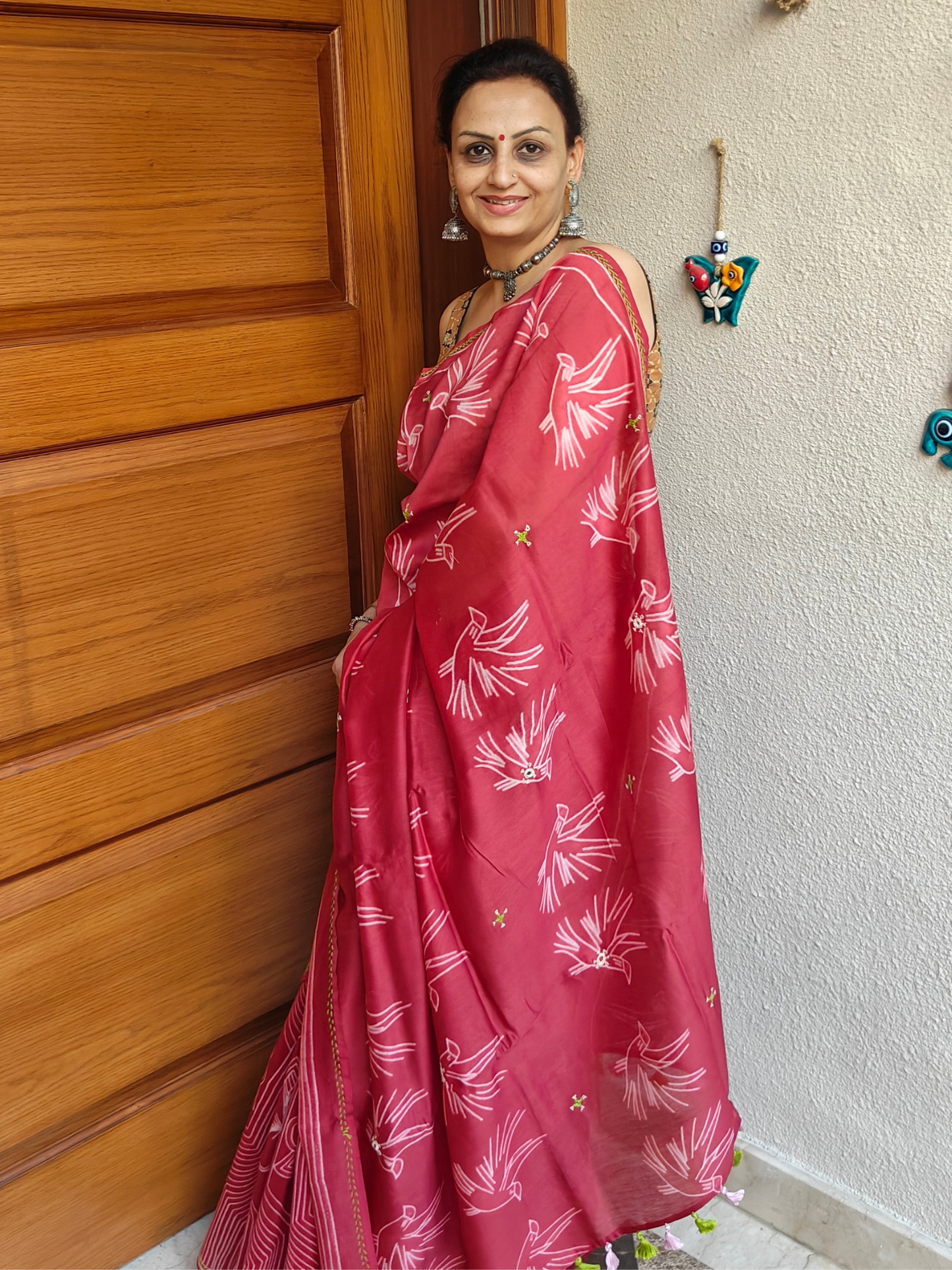 Wine Pink Shibori Handcrafted Saree