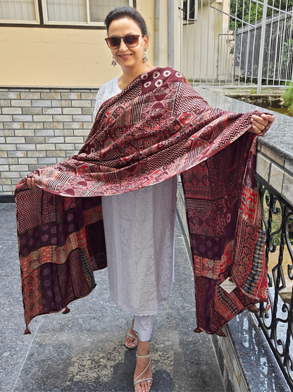 Ajrakh Patch Work Dupatta