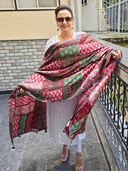 Ajrakh Patch Work Dupatta