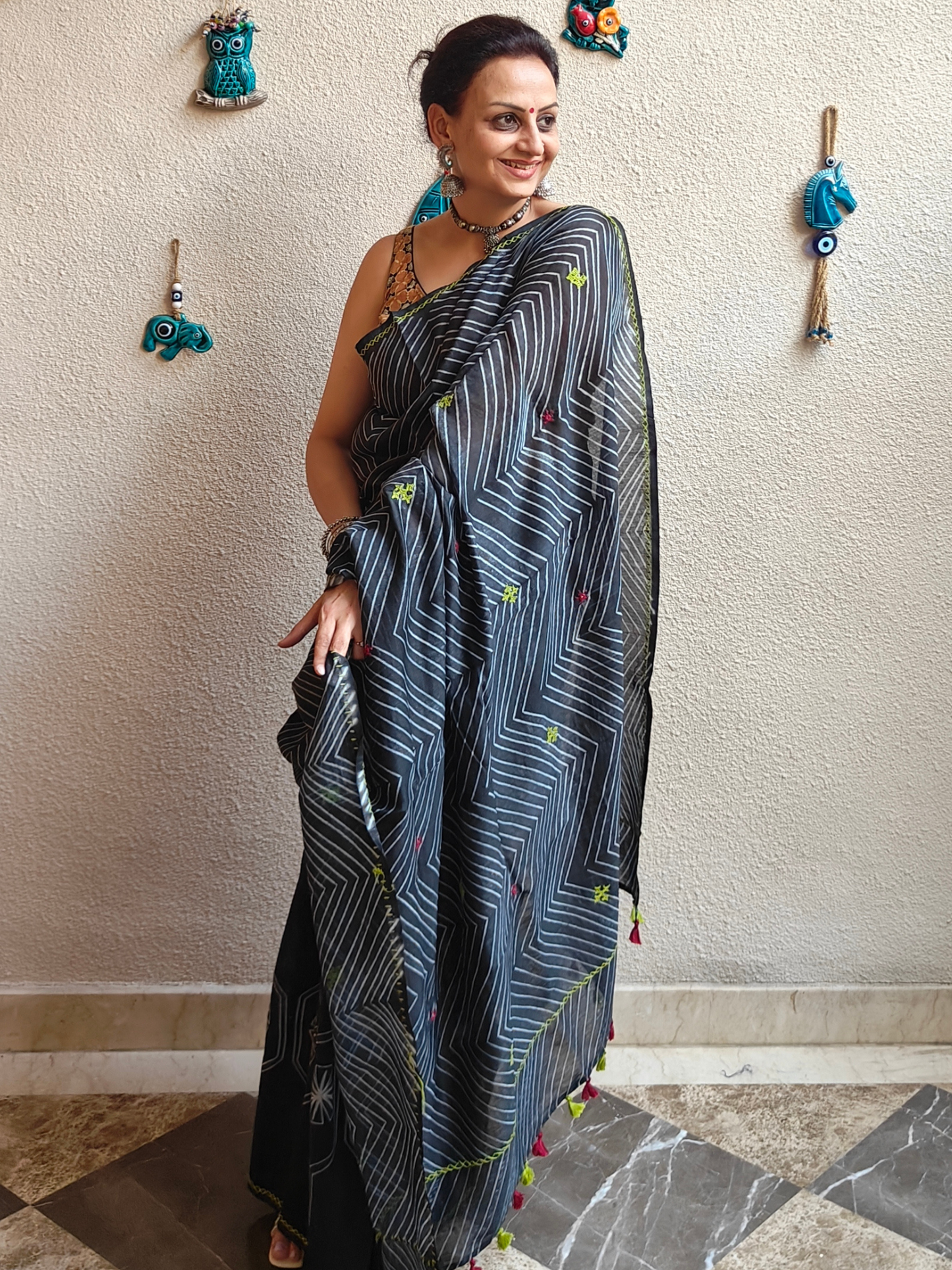 Black Shibori Handcrafted Saree