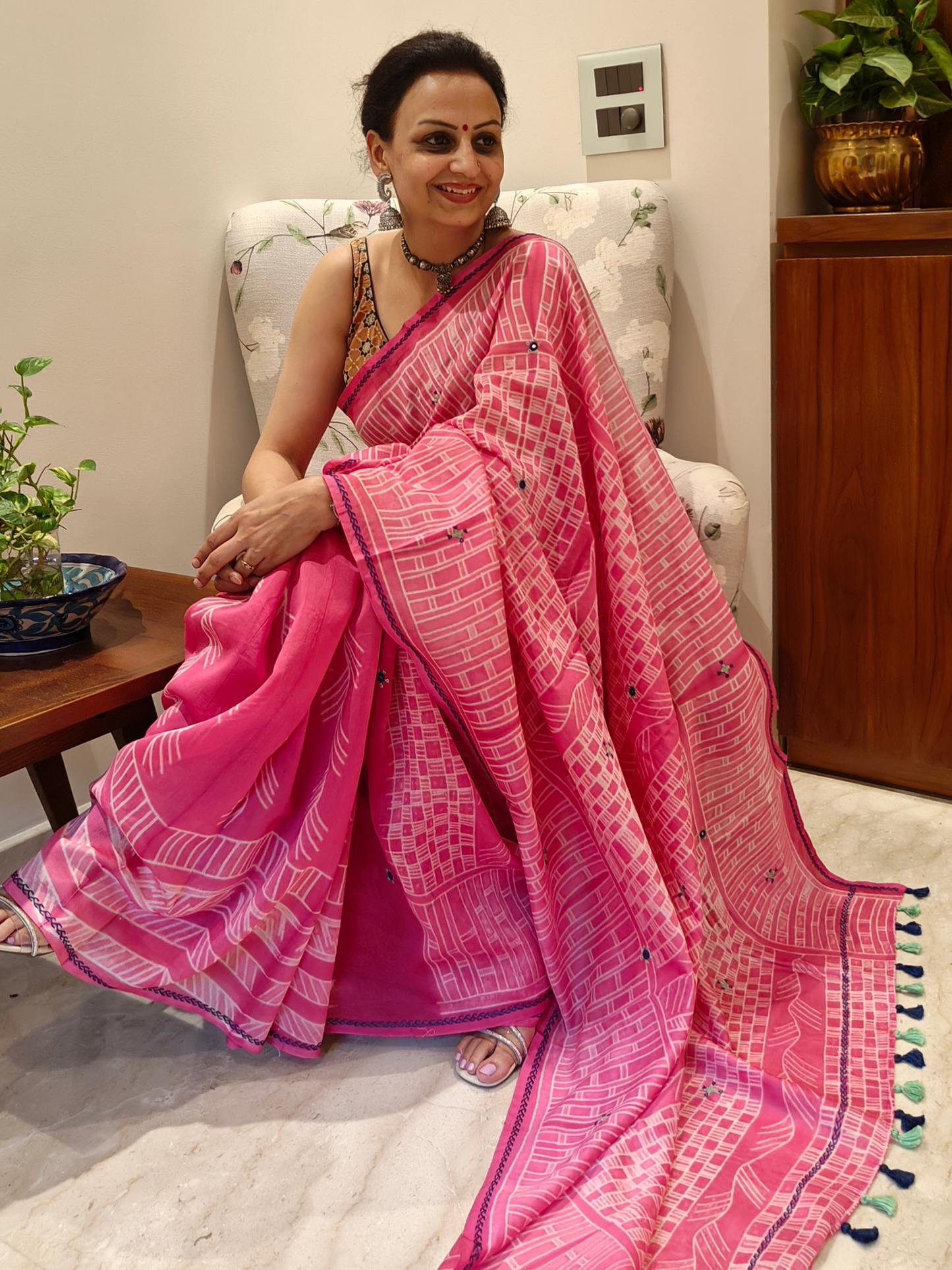Pink Shibori Handcrafted Saree