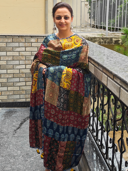 Ajrakh Patch Work Dupatta