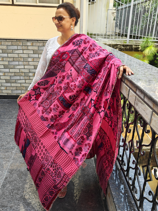 Ajrakh Patch Work Dupatta