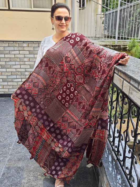 Ajrakh Patch Work Dupatta