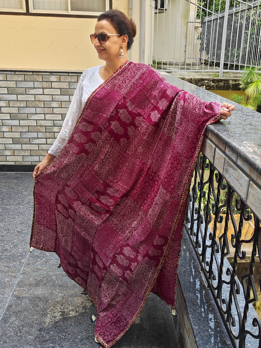 Ajrakh Patch Work Dupatta