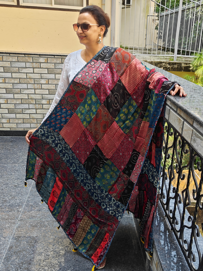 Ajrakh Patch Work Dupatta