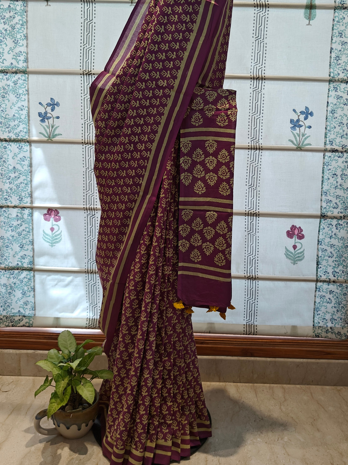 Jamuni Handblock Printed Mull Cotton Saree
