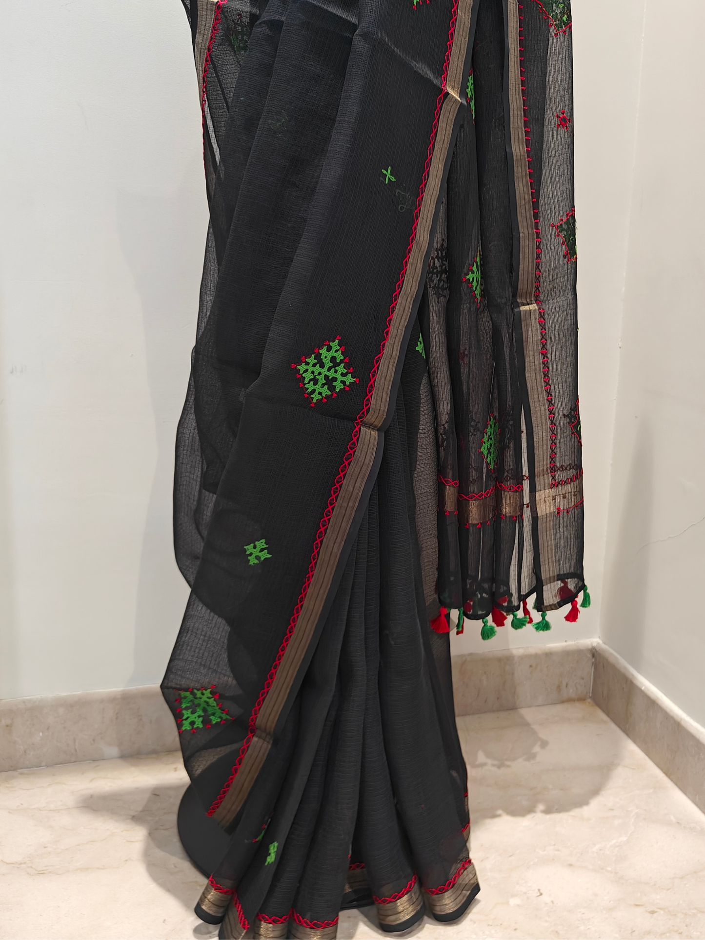 Black Kota Hand Embroidered Saree