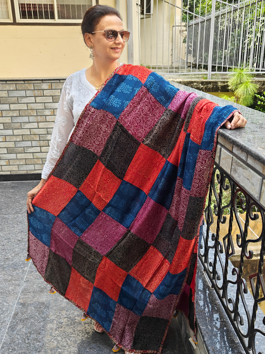 Ajrakh Patch Work Dupatta