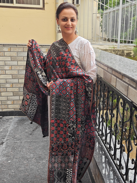 Ajrakh Patch Work Dupatta