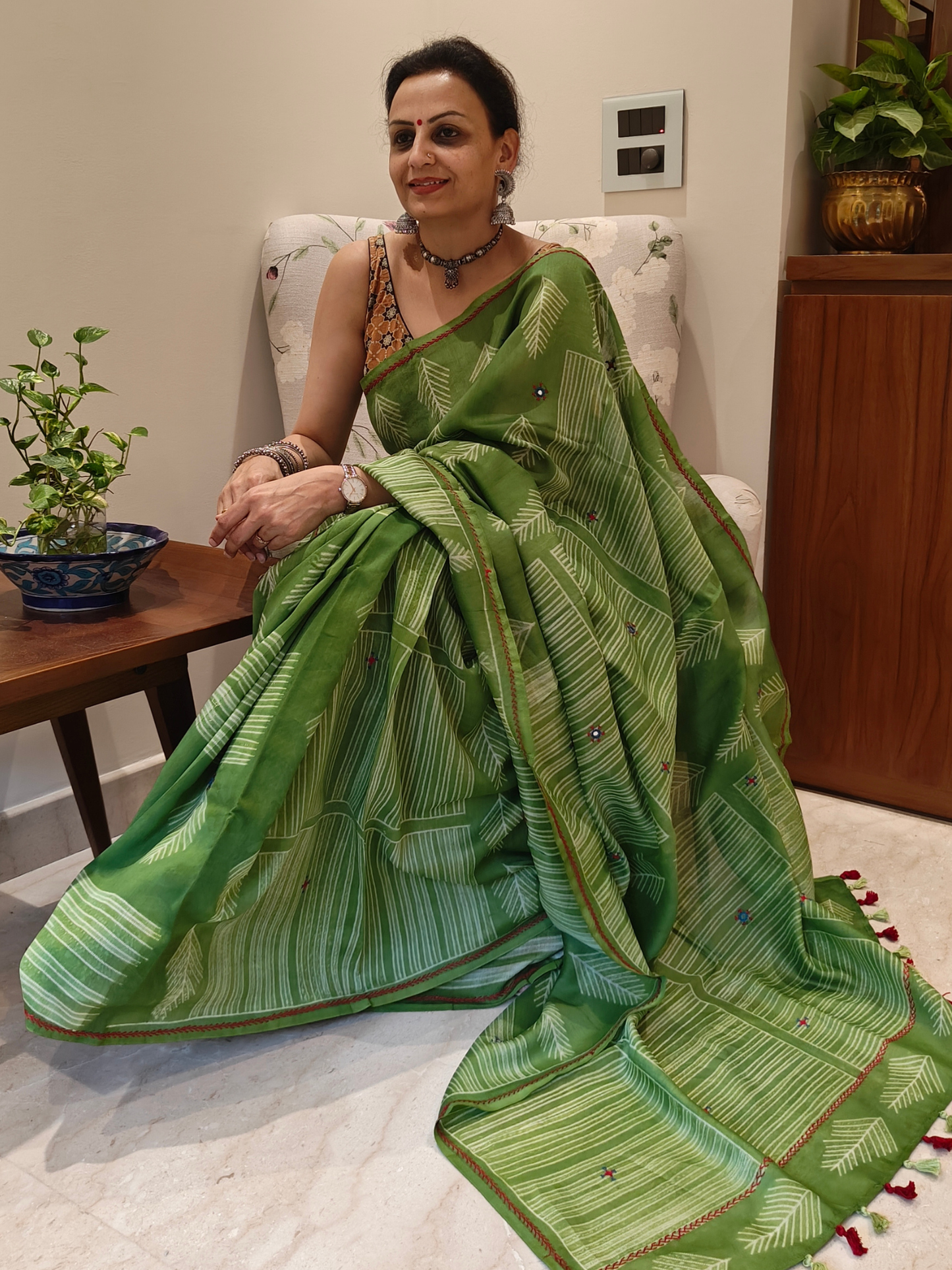 Green Shibori Handcrafted Saree