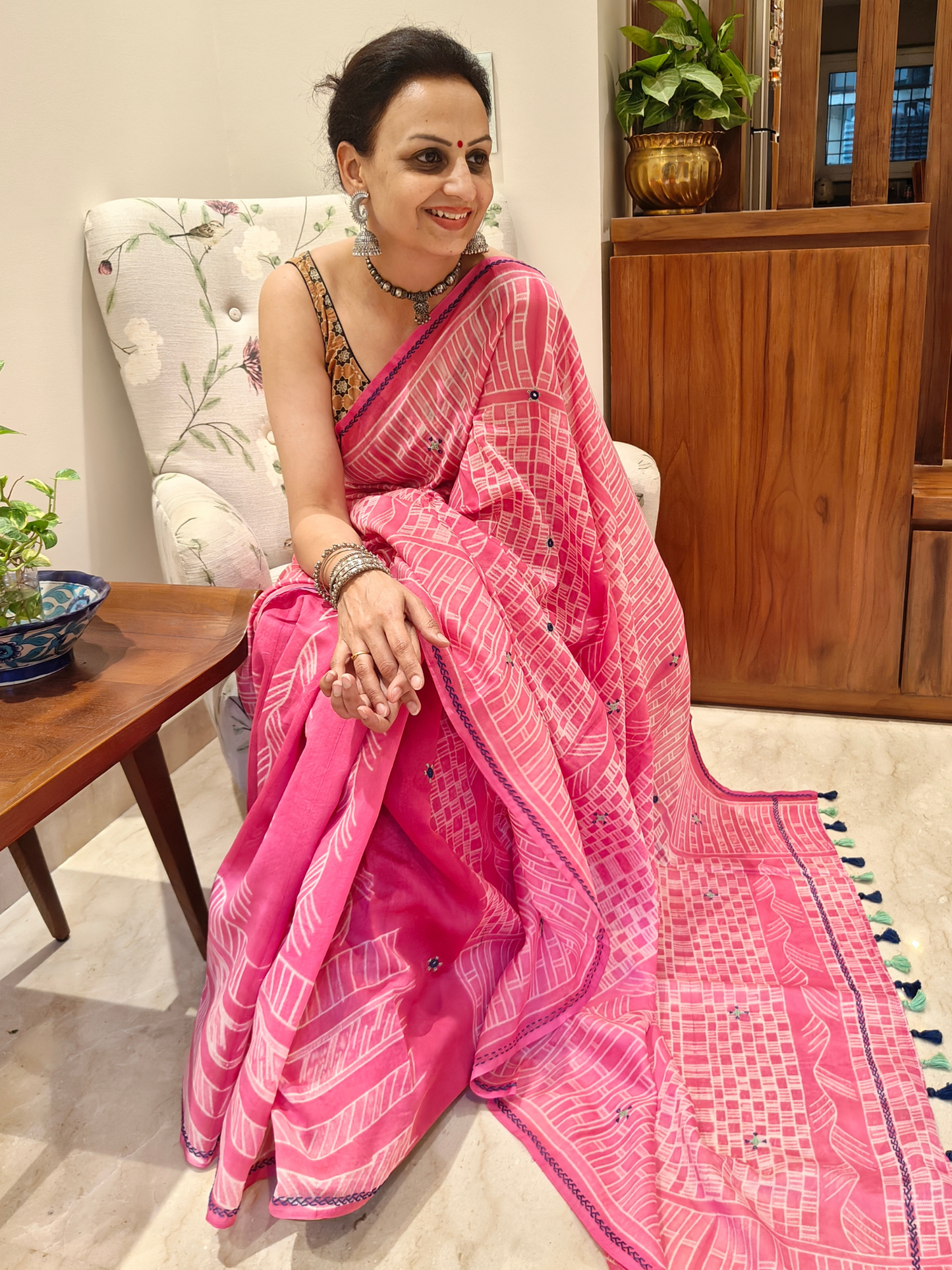 Pink Shibori Handcrafted Saree