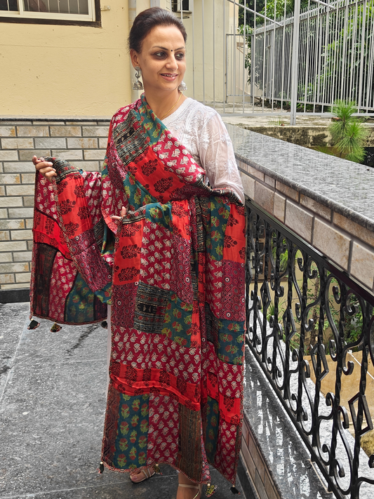 Ajrakh Patch Work Dupatta