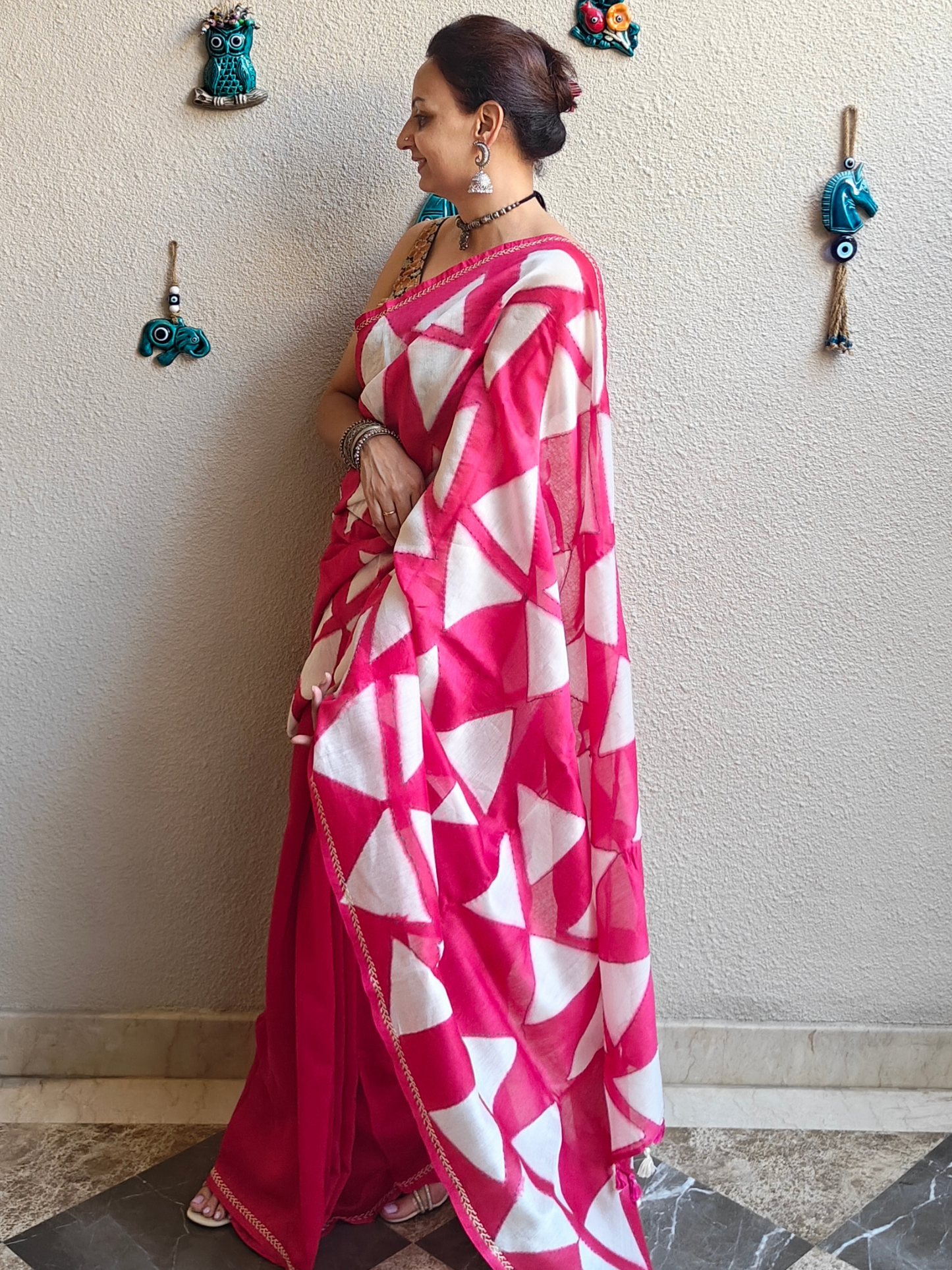Red Shibori Clam Dyed Handcrafted Saree