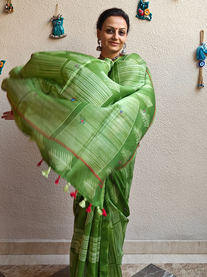 Green Shibori Handcrafted Saree
