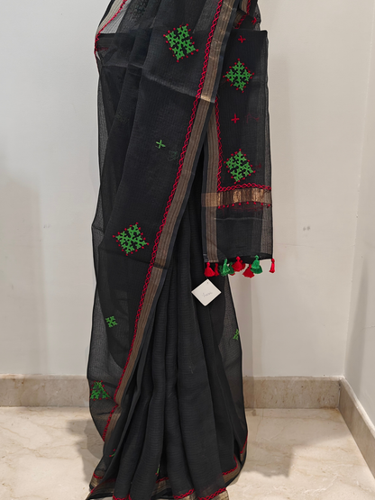 Black Kota Hand Embroidered Saree