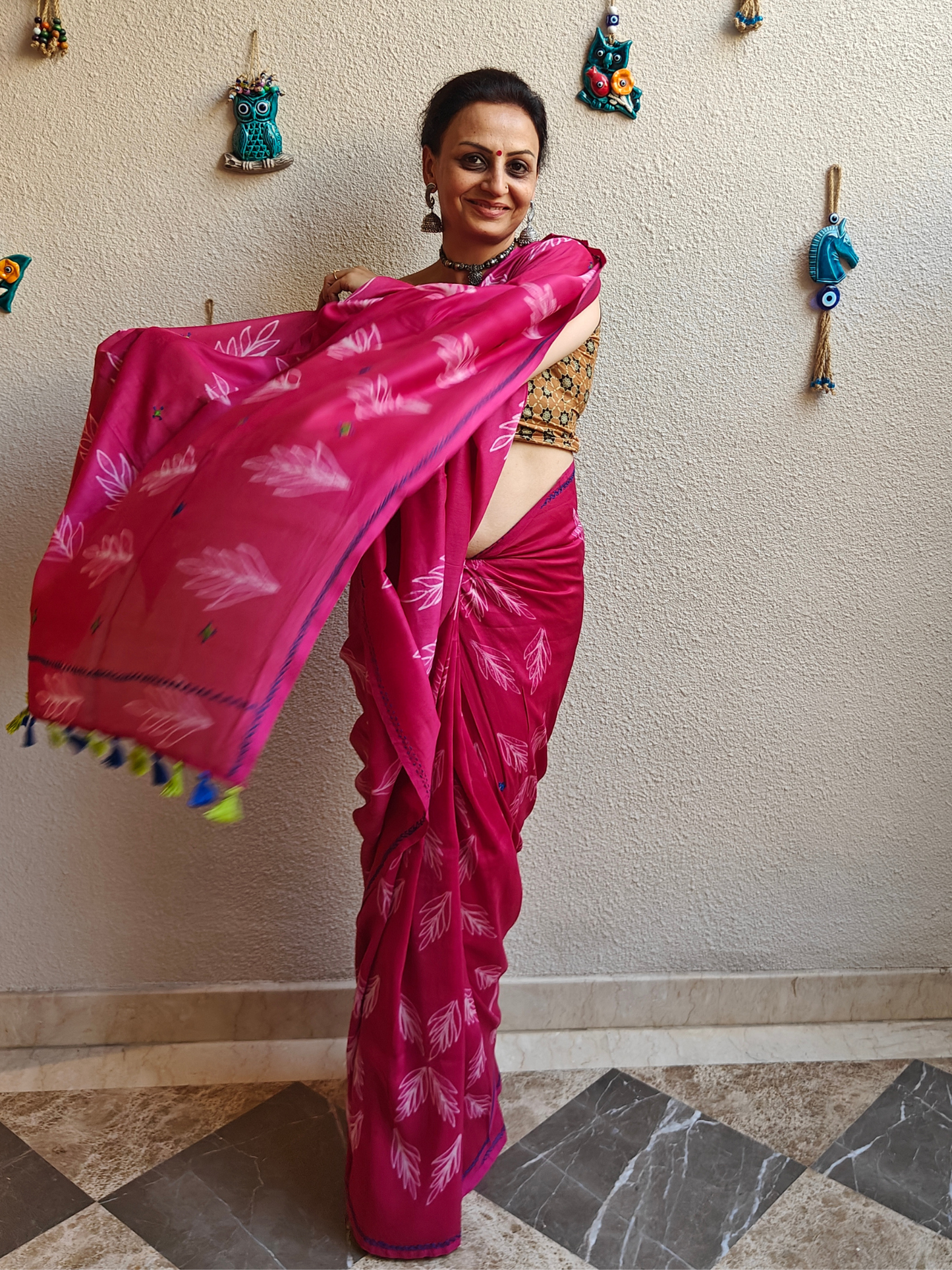 Rani Pink Shibori Handcrafted Saree