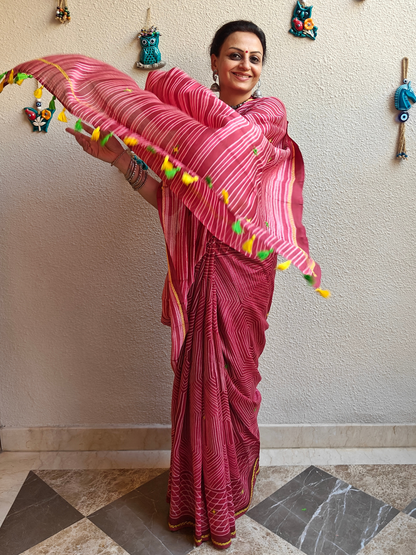 Wine Shibori Handcrafted Saree